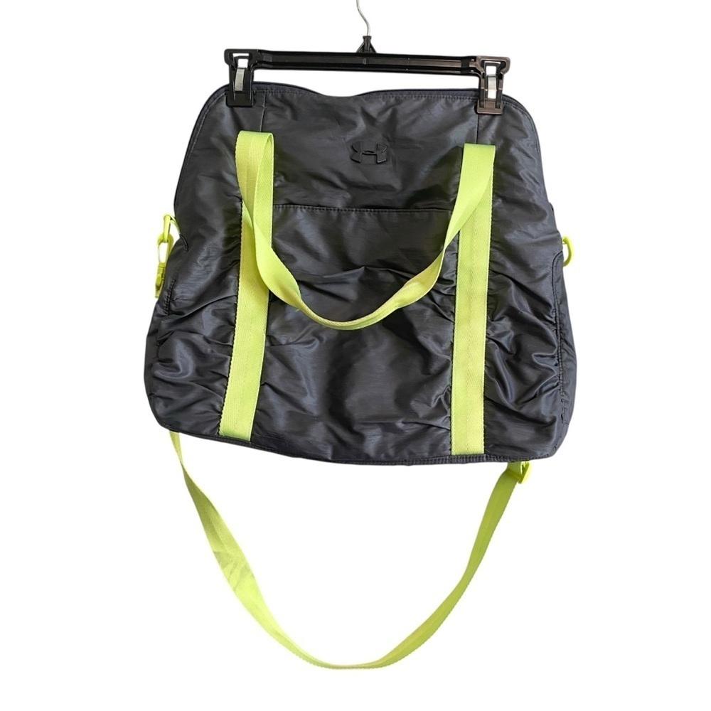 Under Armour Gray and Lime Green Medium Zip Top Gym Office Tote Bag